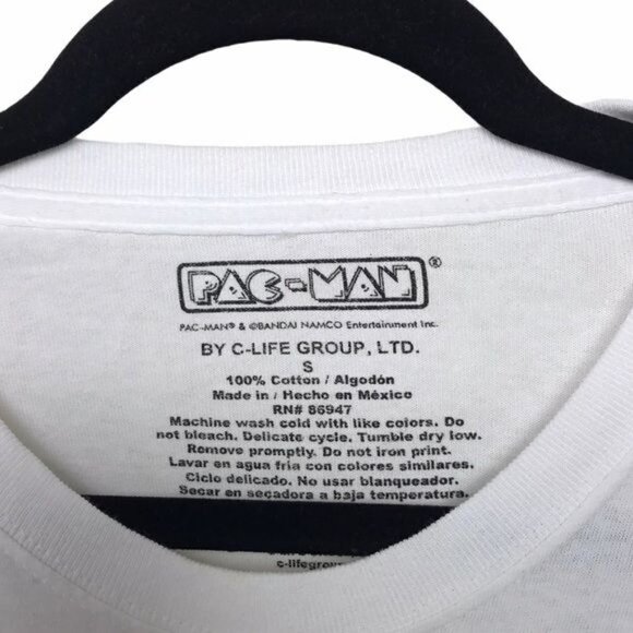 PacMan White Long Sleeve Japanese Graphic Tee T Shirt Small - Picture 6 of 7